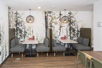 Regency park resident social lounge with kitchen & coffee bar  fully equipped kitchen and coffee bar, perfect for gathering, relaxing, and connecting.